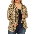 thumbnail image 1 of Women's Plus Size Leopard Print Asymmetric Open Front Fashion Cardigan Beige Snake Print 2X, 1 of 6