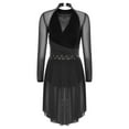 thumbnail image 4 of SiiRoh Women's Lyrical Dance Dress Long Sleeve Backless Skirt Leotard Modern Contemporary Dancing Outfit Black L, 4 of 5