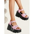 thumbnail image 2 of Y2K Slope Heel Thick Bottom Women's Punk Gothic Fashion Sandals Casual Comfortable Cross Chain Platform Shoes, 2 of 5