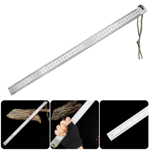 21" Stainless Steel Ruler for Precision Measuring, 0.16"/0.2" Thick Non-Bendable Metal Edge, Engineering and Craft Tool for Students, Teachers, DIY Projects