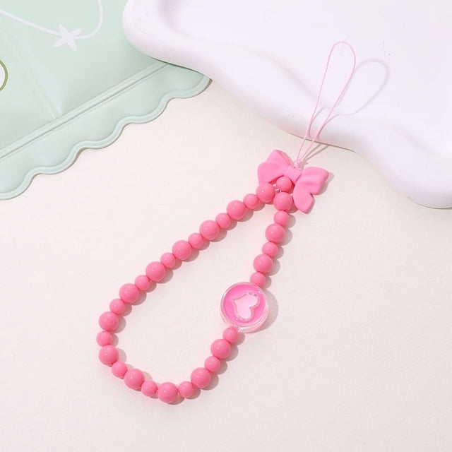 Cadena para teléfono móvil con forma de oso de dibujos animados de color caramelo, cadena colgante para teléfono móvil, cadena cuadrada galvanizada a cuadros