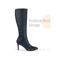 thumbnail image 3 of BLISSFUL STEP Women's Boots Knee High Slim Calf Pointed Toe Stiletto Heel Navy Blue 7.5, 3 of 6