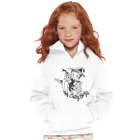 Betty Boop Halloween Flying Witch Kids Hoodie Sweatshirt Girls Teen Brisco Brands XS