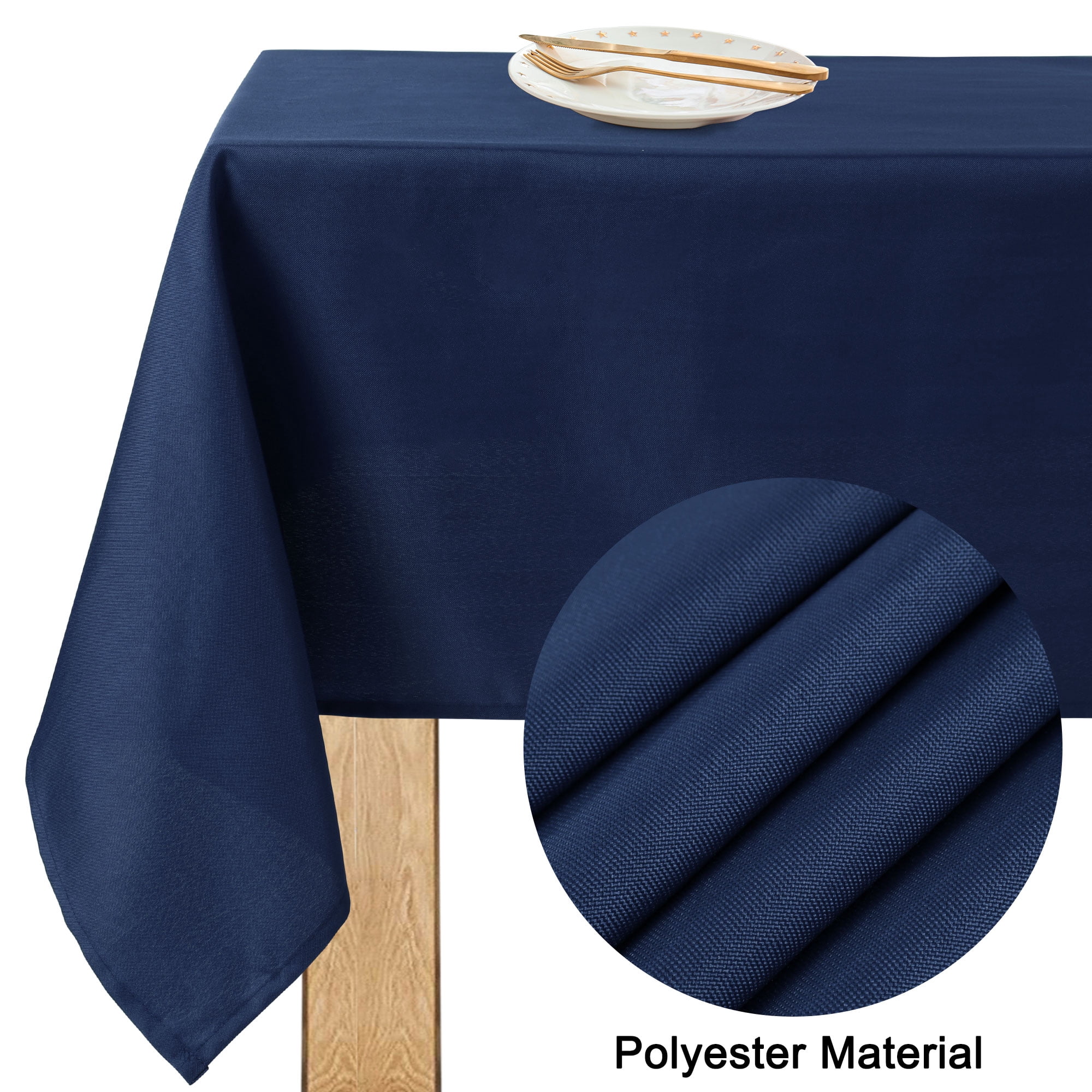 Unique Bargains Rectangle Tablecloth Washable Polyester Table Protector Navy Blue 83" x 59"