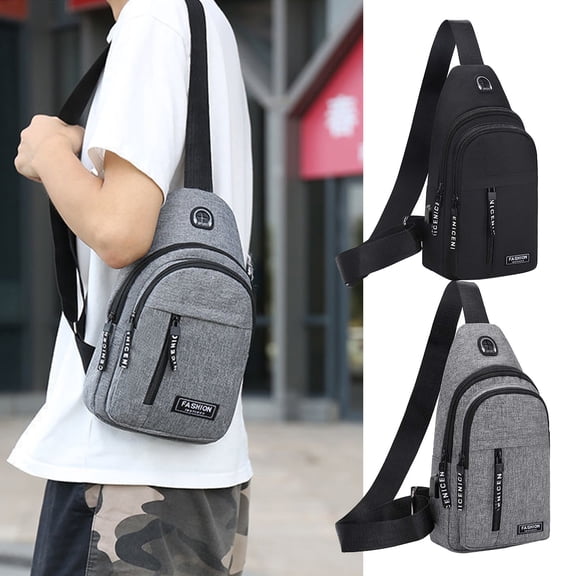 Sling Backpacks Chest Shoulder Crossbody Purse Surper Light Handbag for Travel Running Cycling for Men (with Headphone Hole)