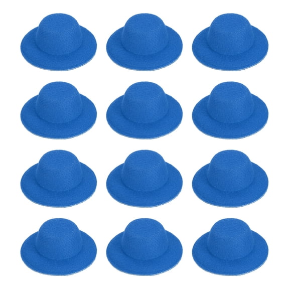Uxcell 1.6 Inch Mini Formal Hats, 12 Pcs Miniature Doll Hats for Crafts, Dark Blue