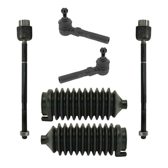 6 Pc Front Inner Outer Tie Rod Ends Bellow Boots Steering Kit