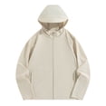 thumbnail image 3 of Zivyakyron Quick Dry Rain Jacket Men Lightweight Windbreaker Long Sleeve Athletic Loose Solid Hooded Jackets Zip up Beige 2XL, 3 of 10