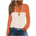 thumbnail image 2 of Timegard Hoodies for Women Eyelet V Neck Button Striped Sweatshirts Comfy Fall Casual Pullover Tops, 2 of 4