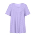thumbnail image 4 of qucoqpe Womens Plus Size Summer Tops Fashion Solid V Neck Short Sleeve Ruched Tunic Blouse Casual Loose T Shirts for Women, 4 of 5