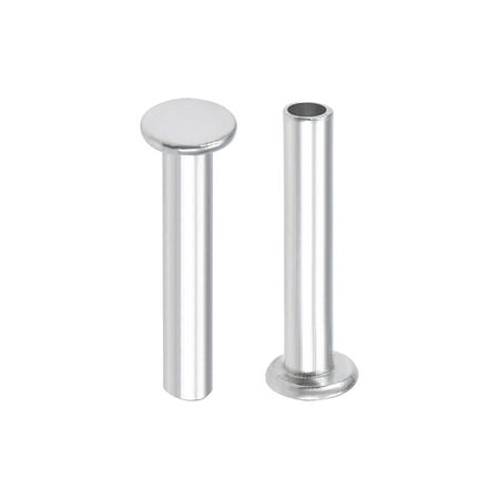 

100Pcs 2.5mm x 14mm Aluminum Flat Head Semi-Tubular Rivets Silver Tone