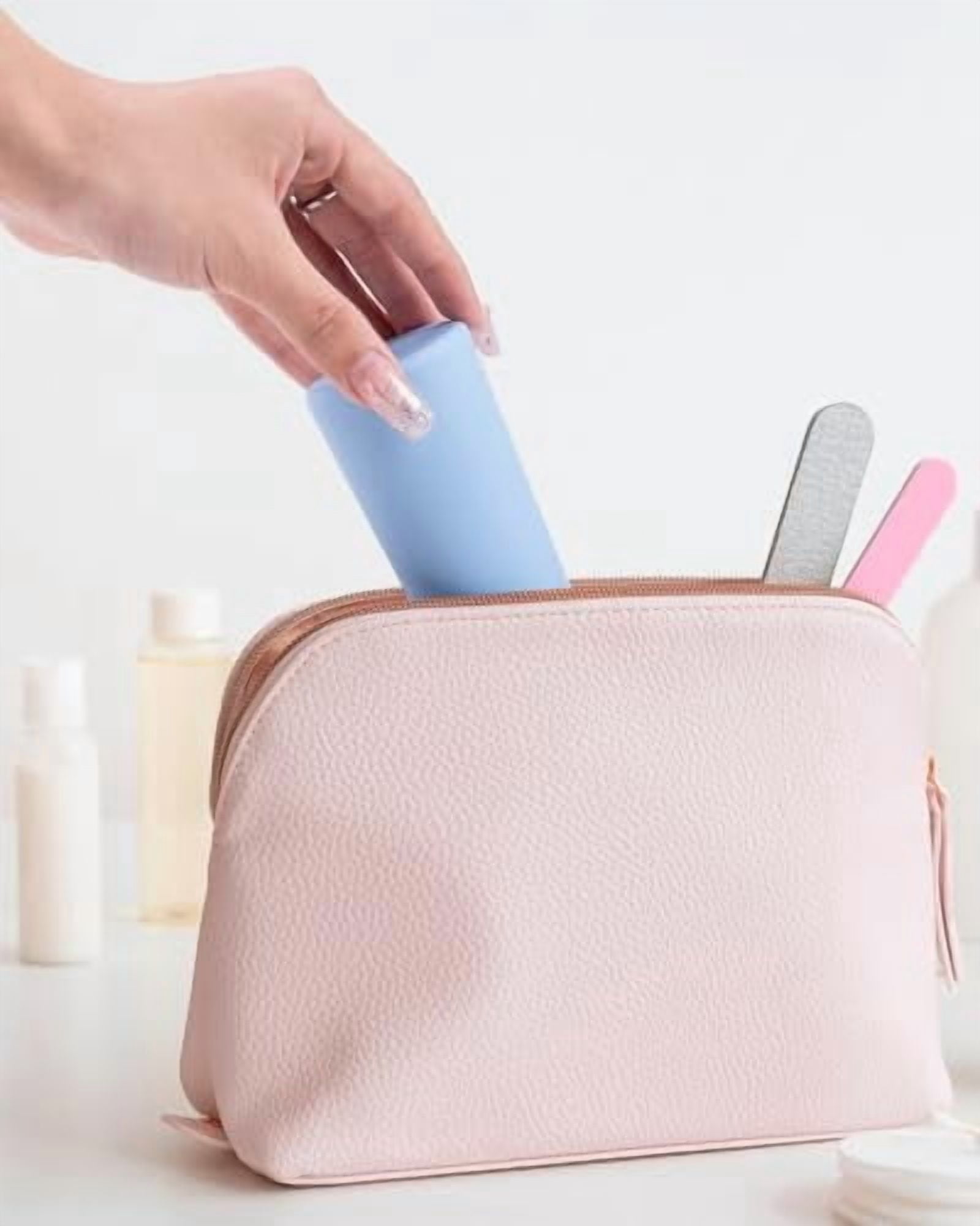 Travel Bottles for Toiletries, Tsa Approved 3.4oz Portable Travel Bottles, BPA Free Leak Proof Travel Tubes Refillable Travel Accessories, Travel Accessories with Clear Toiletry Bag, Blue