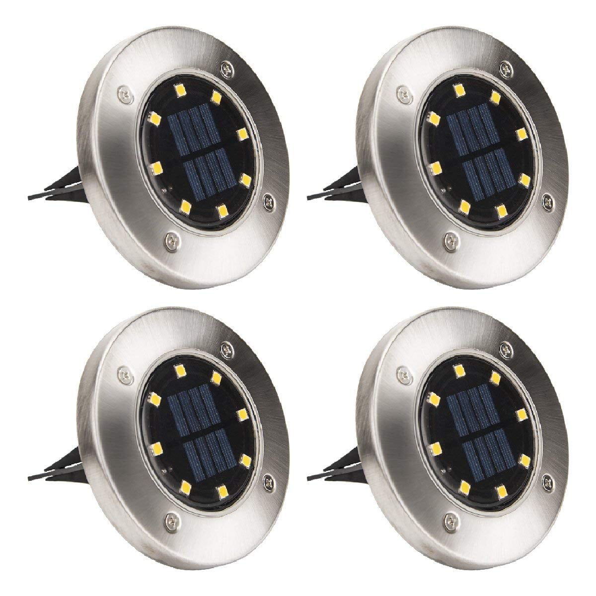 Solar Powered Disk Lights, 8LED Solar Pathway Lights Outdoor Waterproof Garden Landscape