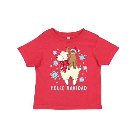

Inktastic Feliz Navidad Cute Sloth and Llama with Snowflakes Boys or Girls Toddler T-Shirt