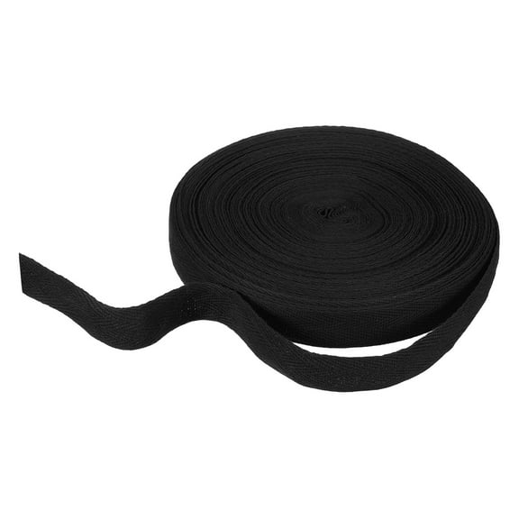 Cotton Twill Tape Ribbon 3/4 Inch 23 Yard Herringbone Webbing Tape Roll Bias Binding Tape for DIY Crafts Sewing Gift Wrapping, Black