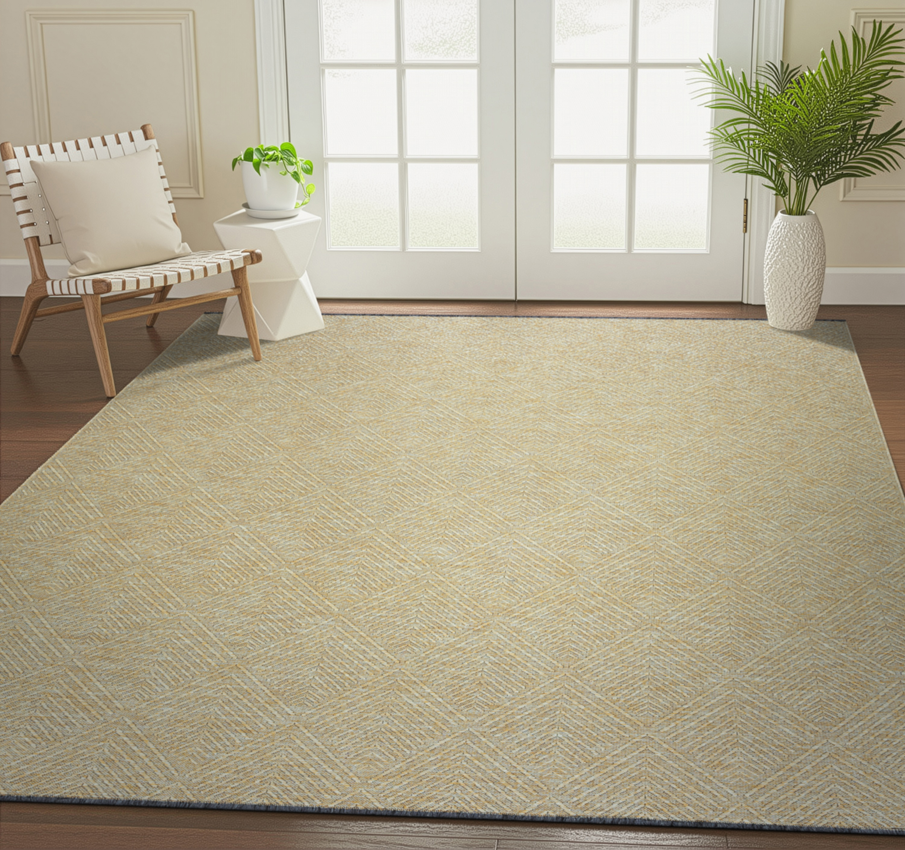 Alma Transitional 5' x 7' Green and Sage Green, Machine Washable Polyester & Cotton Indoor Area Rug