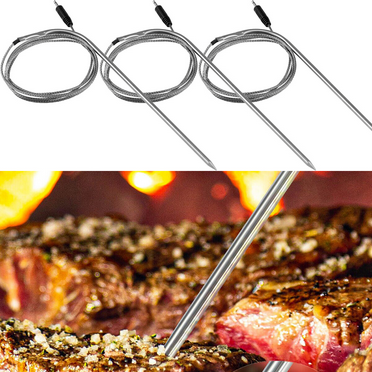 Meat Thermometer Grilling Replacement Probe with 3 Temp Probe Clips Barbecue Holder for Smoker,Pack of 3
