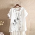 thumbnail image 1 of JUNWELL Hauts pour Femmes en Liquidation Mode Été Ample Imprimé Col Rond T-Shirt Manches Courtes Blouse Décontractée, 1 of 3