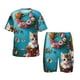 thumbnail image 1 of Balery Whimsical Cats and Flowers Scene Conjunto de Pijama Infantil de Manga Corta con Estampado – Ropa de Dormir de Algodón Suave-Large, 1 of 6