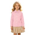 thumbnail image 7 of Girls Striped Long Sleeve Shirts Boys Button Down Formal Uniform Collared Shirt with Chest Pocket Spring Fall Clothing 6-7 Years, 7 of 7