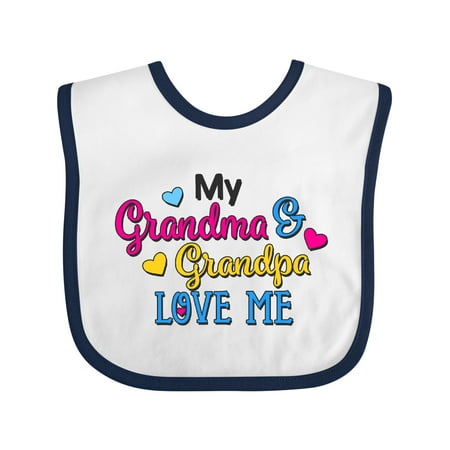 

Inktastic My Grandma and Grandpa Love Me with Hearts Boys or Girls Baby Bib