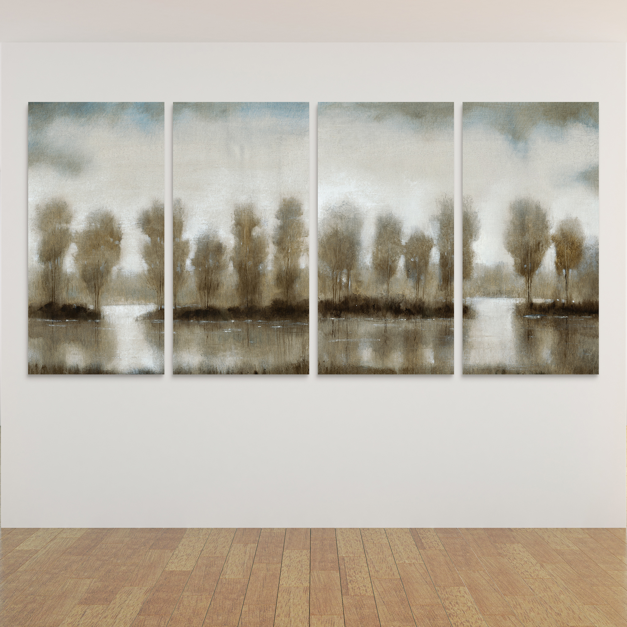 Empire Art Direct Subtle Reflection A-D Frameless Free Floating Tempered Glass Panel Graphic Wall Art, 48" x 24" each, Ready to Hang
