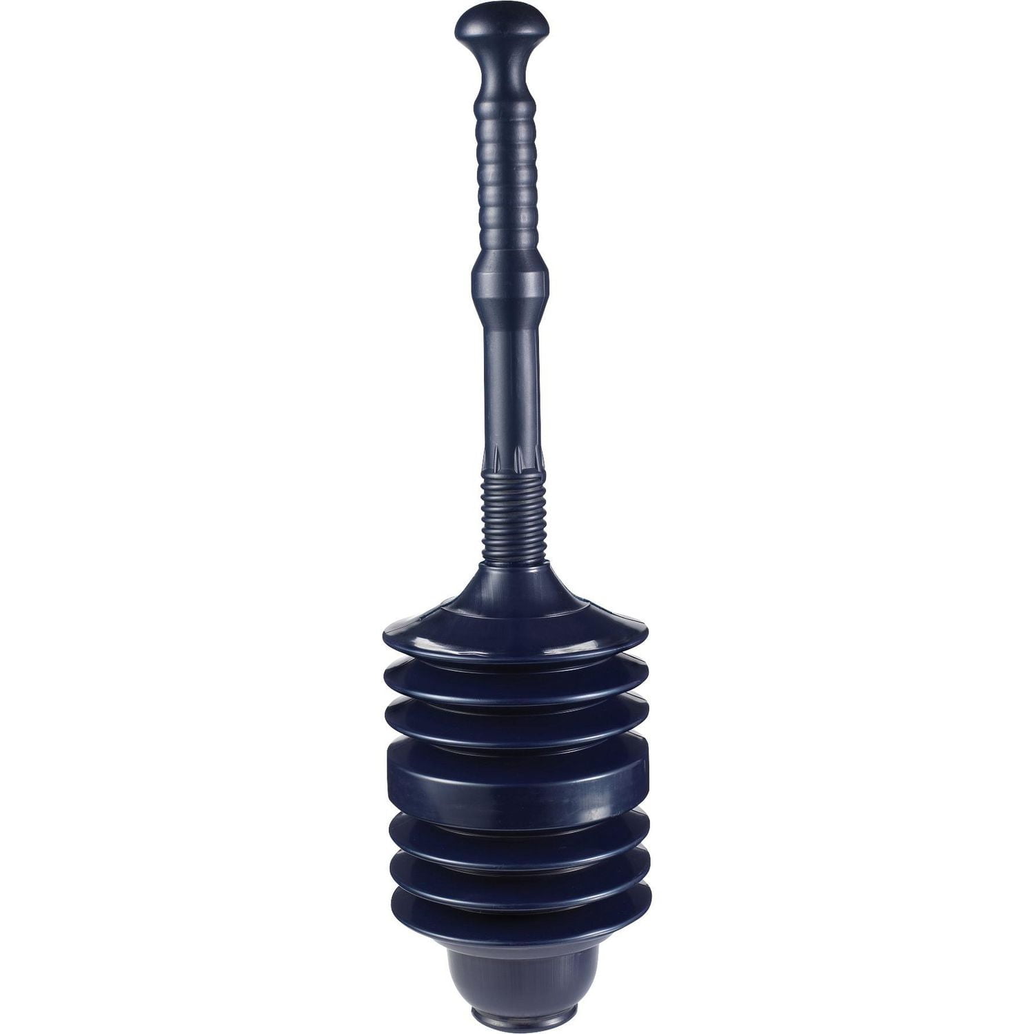 Master Plumber Accordion Toilet Plunger, 22 1/2-in Handle, Heavy Duty Corrugated Plunger, Two Piece Poly Construction
