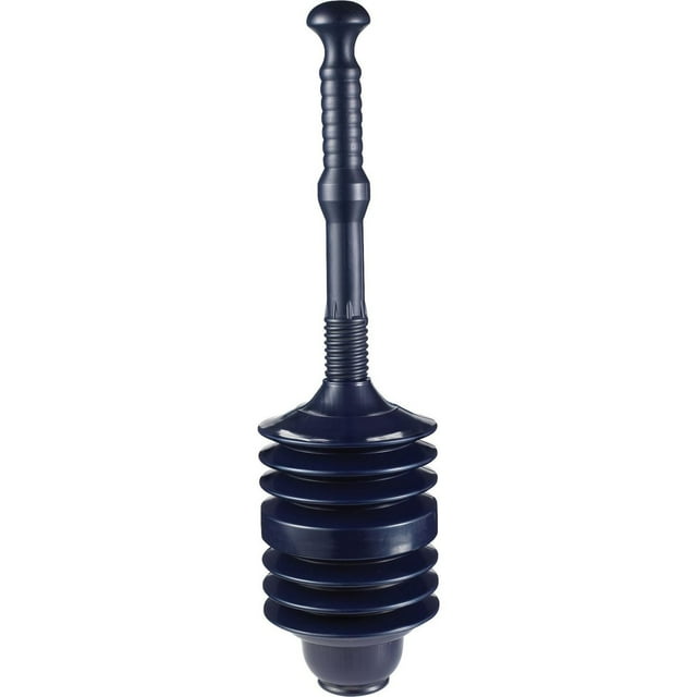 Master Plumber Accordion Toilet Plunger, 22 1/2-in Handle, Heavy Duty Corrugated Plunger, Two Piece Poly Construction