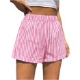 thumbnail image 2 of Women's Striped Print Shorts High Waisted Elastic Waist Wide Leg Loose Casual Shorts XL, 2 of 9