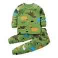 thumbnail image 2 of Toddler Baby Boy Outfits Cotton Cozy Cute Graphic Long Sleeve Top and Jogger Pant Sets Fall Clothes, 3-12M & 1-7T (4-5T, Green), 2 of 4