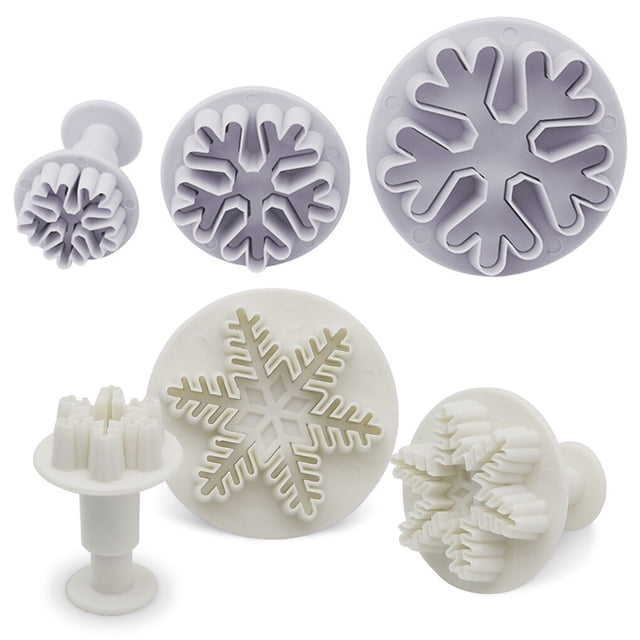 tredstone 6 Pieces Snowflake Biscuit Mold DIY Tool Fondant Pastry Plastic Mould Cake Sugar-craft Press Bakeware Holiday Craft Bakery