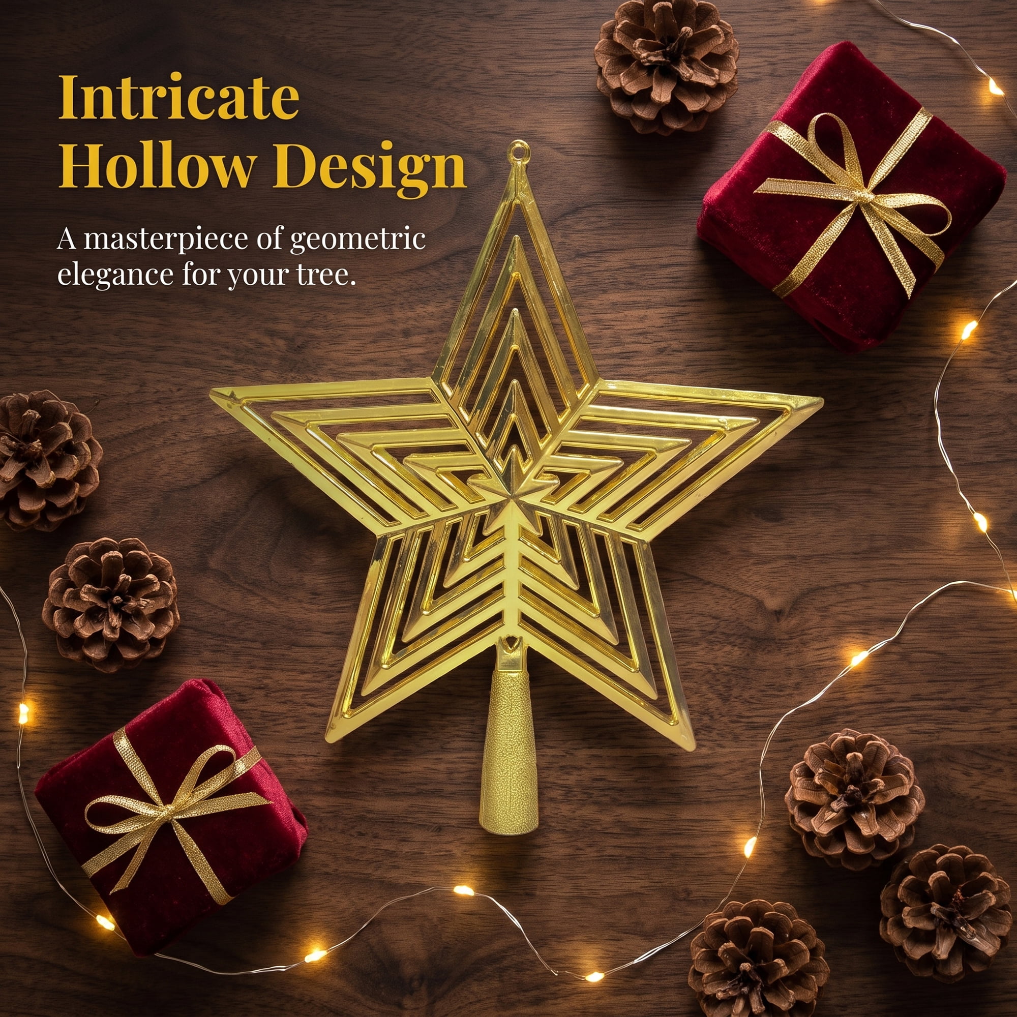 Unique Bargains Openwork Star, A Luxury Adaptable Concealed Canopy Crest Gold 20cm