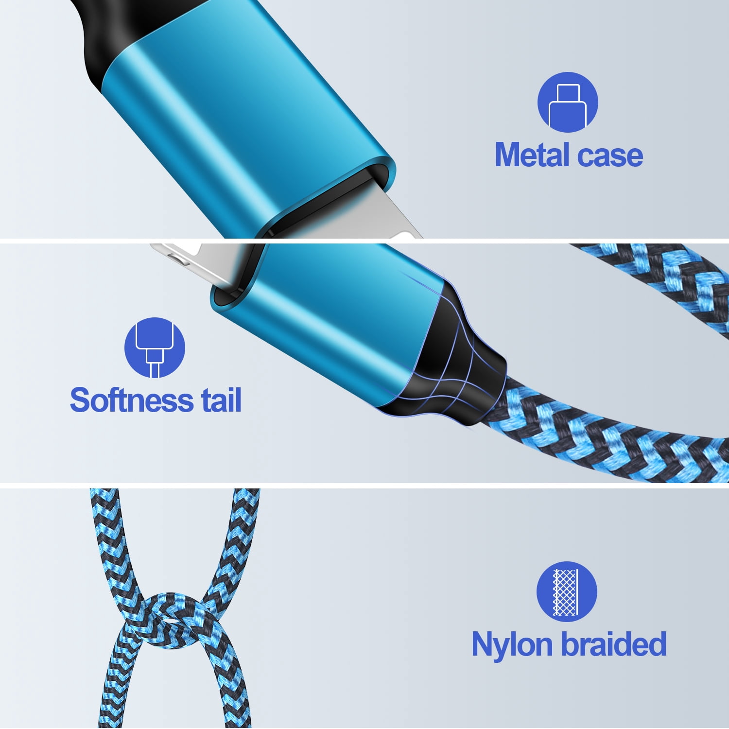 Compatible with iPhone Charger Fast Charging AILKIN 3Pack Charger Block with 6ft Cord Charging Block Plug Power USB Wall Charger Adapter Compatible with iPhone 14/13/12/11,Blue