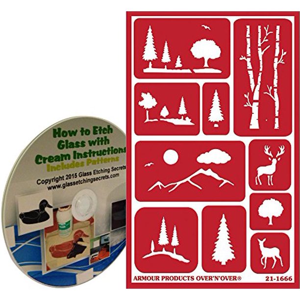 armour etch scenic landscape glass etching stencils with trees mountains deer how to etch cd walmart com