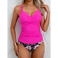 thumbnail image 4 of WQD Women's Tankini Swimsuits 2 Piece Ruched Tummy Control Bathing Suits V Neck Wrap Tie Back Swimwear, Size Down Recommended, 4 of 6