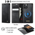 thumbnail image 4 of CaseMe Cartera for iPhone 13 Compatible con Magsafe, 2 en 1 de Piel Sintética [Bloqueo RFID] Soporte para Tarjeta con Tapa a Prueba de Golpes Cubierta Magnética Desmontable for iPhone 13 6.1", Negro, 4 of 10