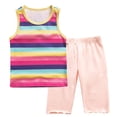 thumbnail image 5 of OGLCCG Girls 2 Pieces Outfits Summer Striped Sleeveless Tank Tops and Capri Pants Casual Matching Vacation Beach Lounge Sets 1-12 Years, 5 of 5