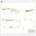 thumbnail image 2 of Mens Hustler Rimless Narrow Rectangle Metal Rim Fashion Eyeglasses Gold Beige, 2 of 8