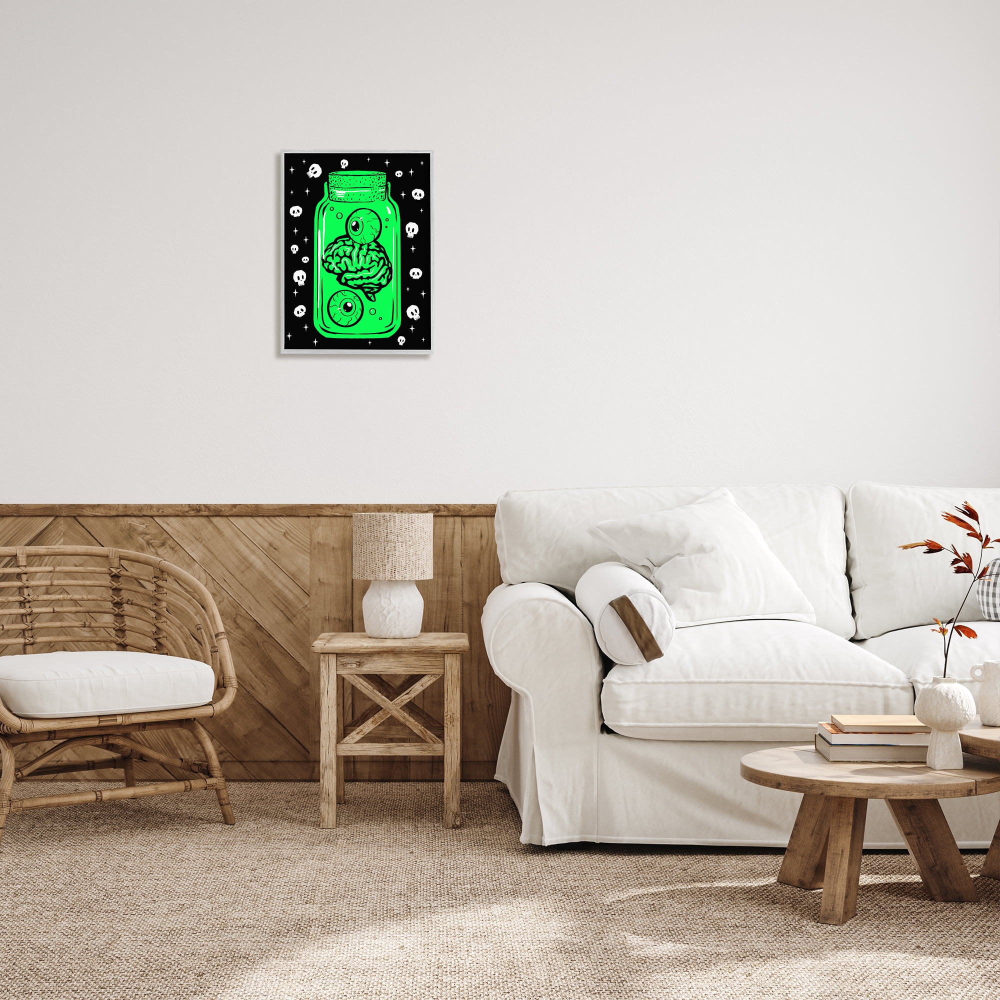 Stupell Industries Spooky Specimen Jar Holiday Painting Gray Framed Art Print Wall Art, 16 x 20