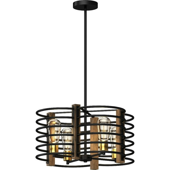 Volume Lighting V6114-10 4 Light 20" Wide Mixed Metals, Wood Chandelier - MultiColor