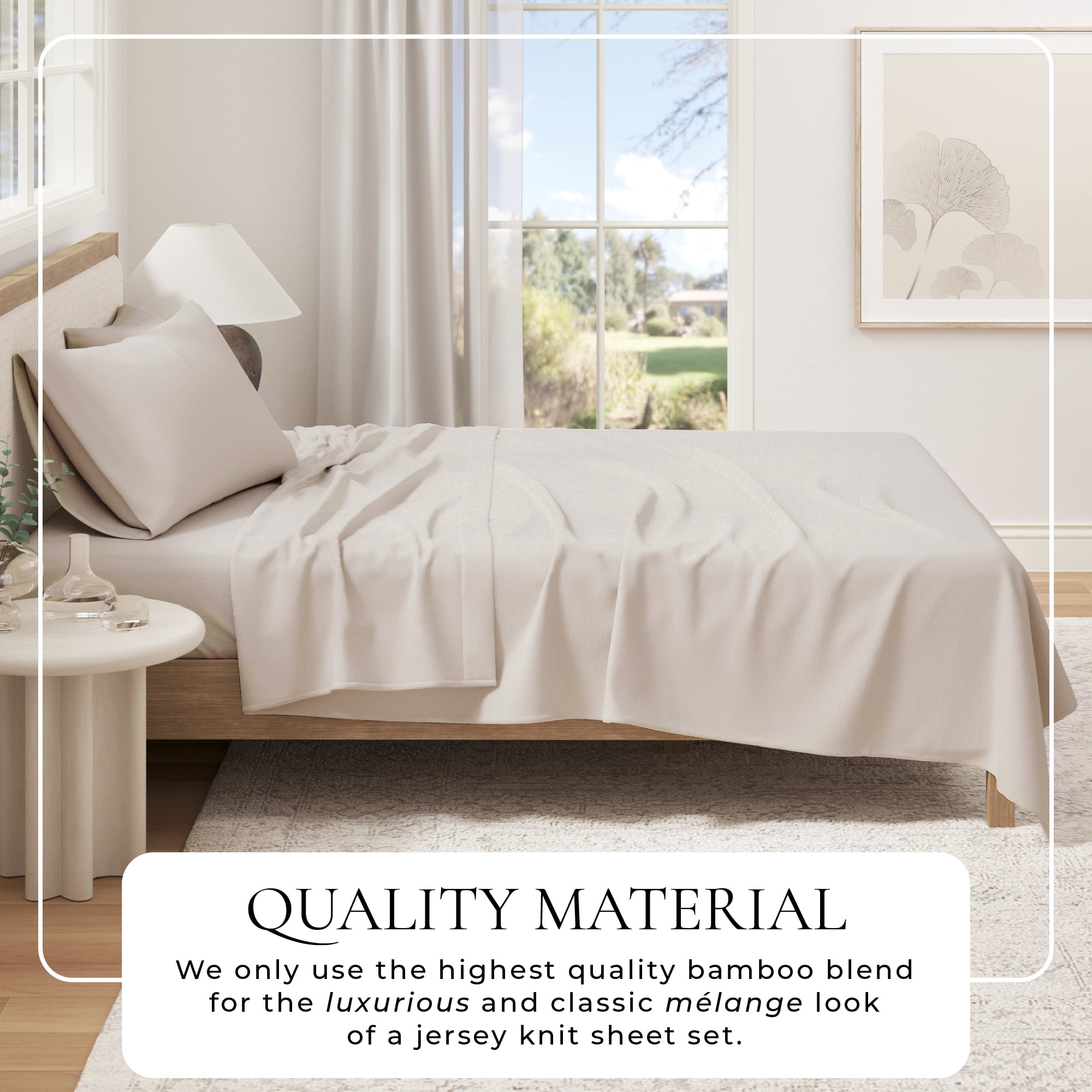 Viscose from Bamboo & Cotton Blend Jersey Sheet Set - Ultra-Soft, Breathable, Stretchy 4-Piece Bedding Set (Queen, Sand)