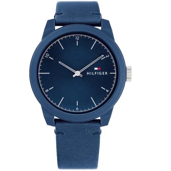 Tommy Hilfiger 1710543 Navy Blue Dial Navy Blue Leather Strap 42mm Men’s Watch