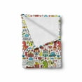 thumbnail image 2 of Cartoon Soft Flannel Fleece Blanket, Dinosaur Watermelon Robot Kindergarten Lettering Candies Little Girl Cat Kite, Cozy Plush for Indoor and Outdoor Use, 60" x 80", White Multicolor, by Ambesonne, 2 of 6