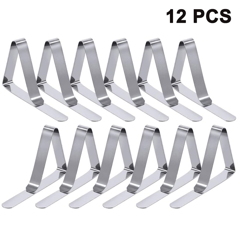 Enthur Tablecloth Clips 18 Packs Picnic Table Clips Flexible Stainless Steel Table Cloth Cover Clamps Table Cloth Holders Ideal for Picnics Marquees and Weddings Silver