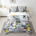 thumbnail image 2 of Erosebridal Skateboard Bed in a Bag Twin size, Street Sport Bedding Twin Size, Vintage Watercolor Reversible Comforter Sets with Sheets, Ultra Soft Bedroom Decoration, 7pcs, 2 of 6