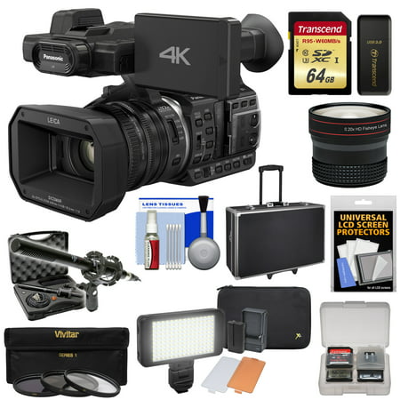 Panasonic HC-X1000 4K Ultra HD Wi-Fi Video Camera Camcorder with Fisheye Lens + 64GB Card + Case + LED Light Set + Microphone Set + Accessory Kit