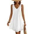 thumbnail image 2 of Women'S V-Neck Summer Casual Beach Dress Vacation Sleeveless Sundress White XL, 2 of 9