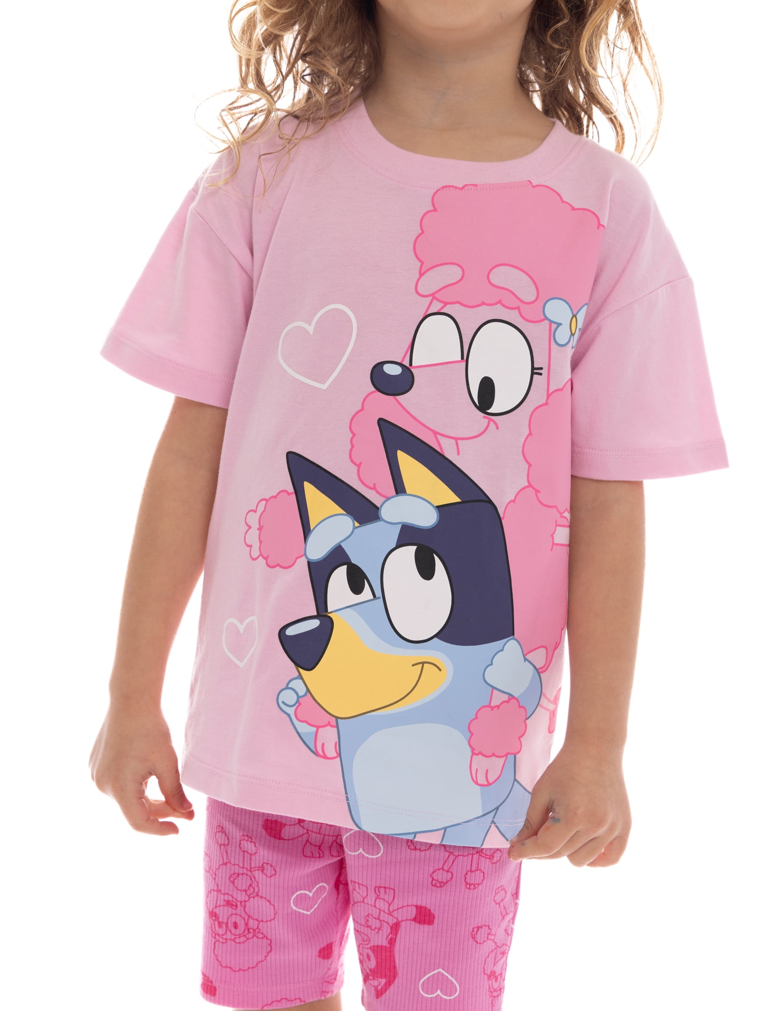 Bluey Toddler Girl Graphic Tee and Allover Print Bike Shorts Set, 2-Piece, Sizes 12M-5T