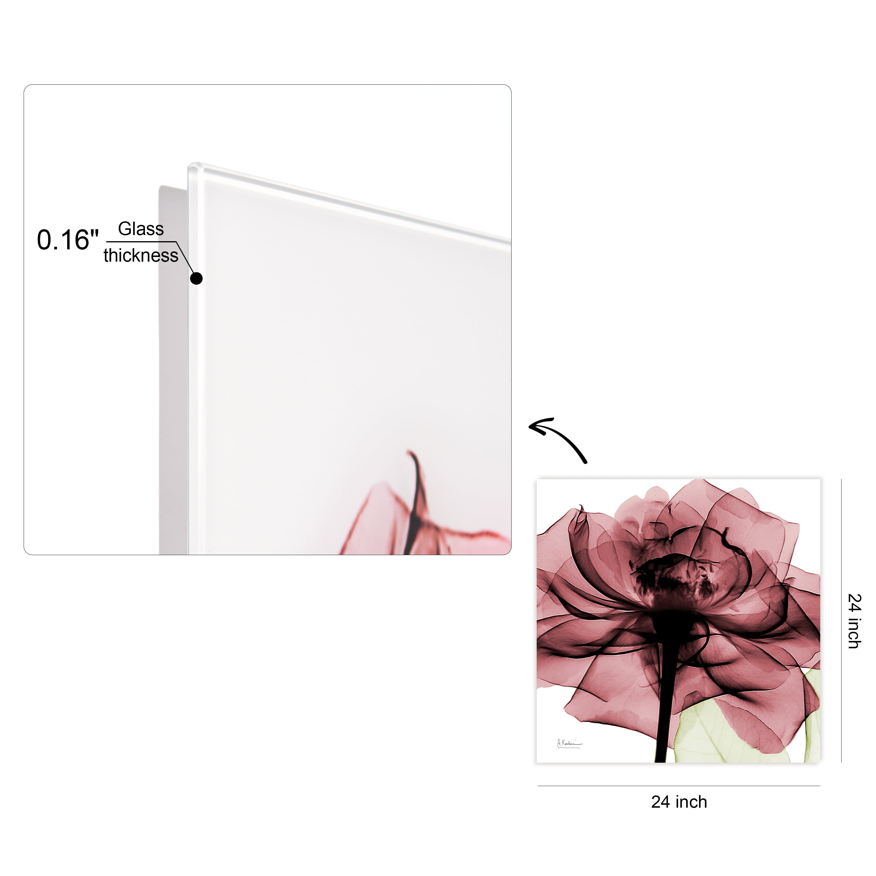 Empire Art Direct Chianti Rose II Frameless Free Floating Tempered Glass Panel Graphic Wall Art, 24" x 24" x 0.2", Ready to Hang