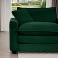 thumbnail image 2 of Modern Minimalist Corduroy Two-Seater Sofa 85cm with Footrest and Ottoman, Green, Comfortable and Durable, 2 of 15